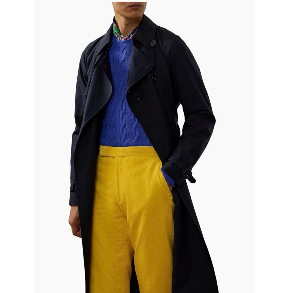 Ralph Lauren Blue Label Vintage Double-Breasted Unisex Trench Coat EUC Black 40R - Picture 3 of 10